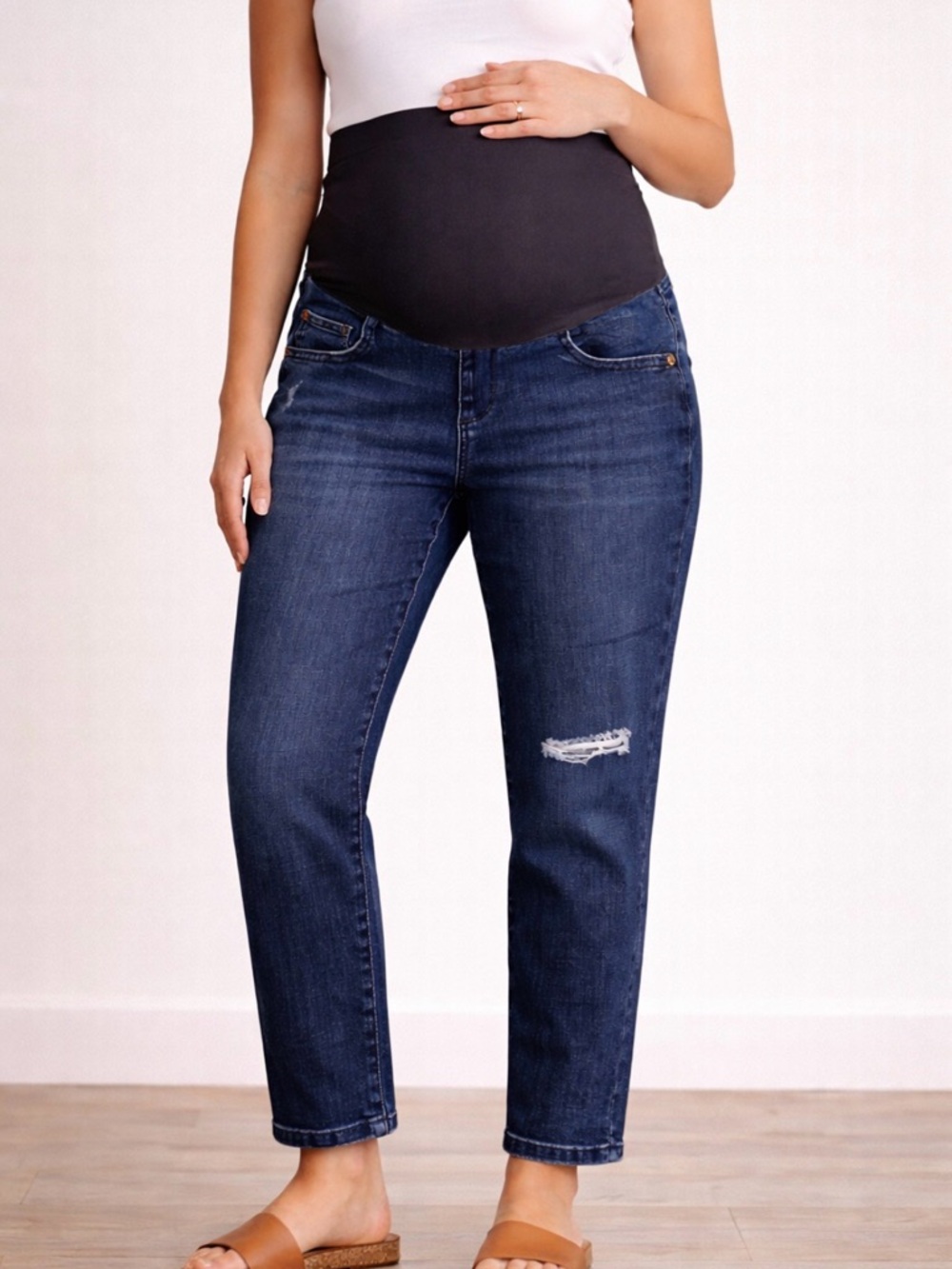 Sonoma Dark Blue Maternity Ankle Jeans with Belly Panel